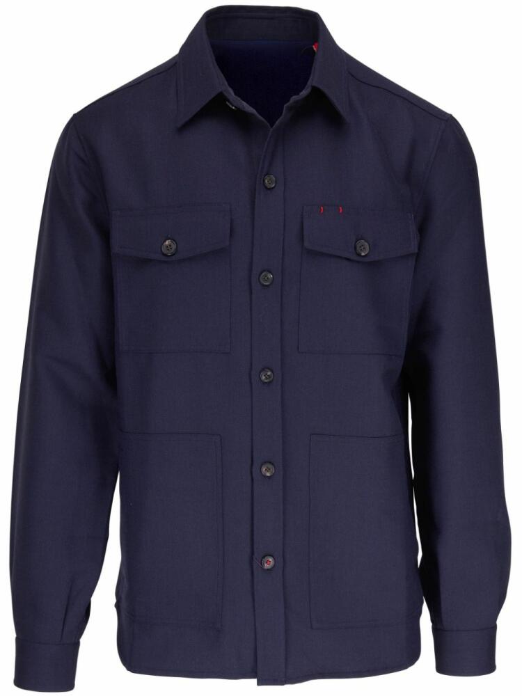 Isaia contrast-stitching spread-collar shirt jacket - Blue Cover