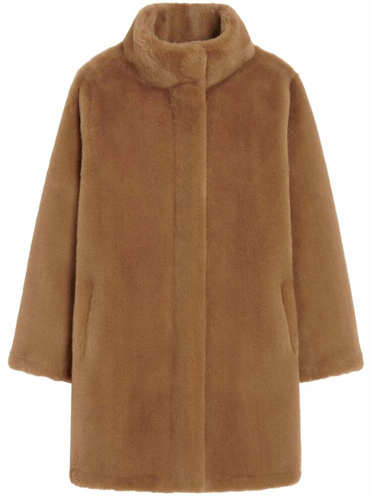 Apparis high-neck faux fur coat - Brown Cover