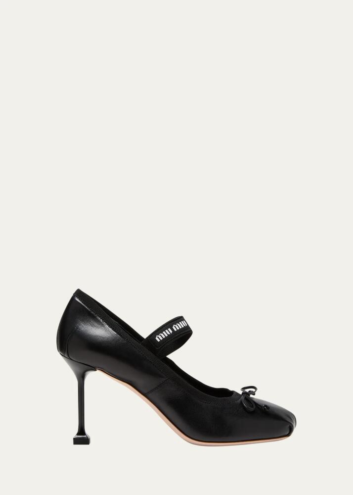 Miu Miu Leather Bow Stiletto Ballerina Pumps Cover