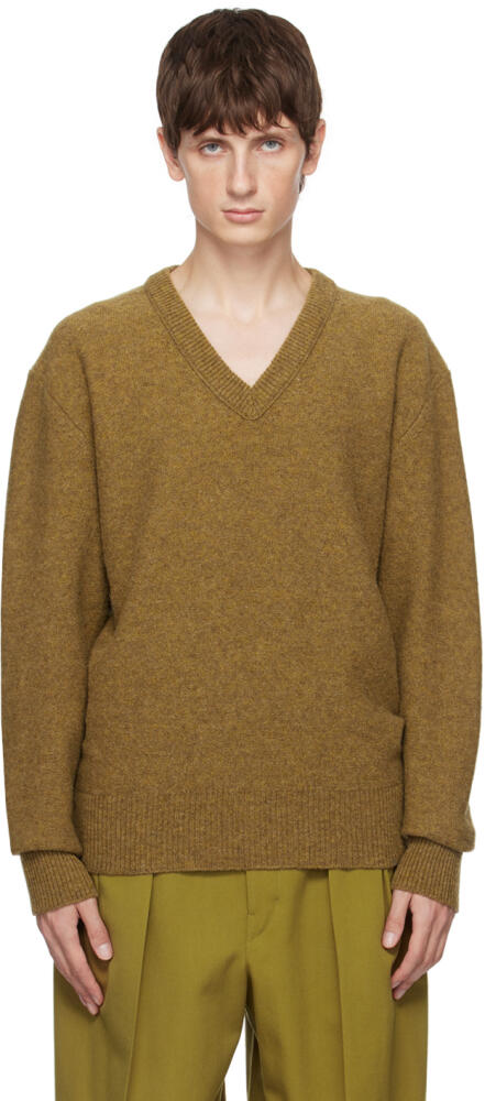 LEMAIRE Yellow V-Neck Sweater Cover