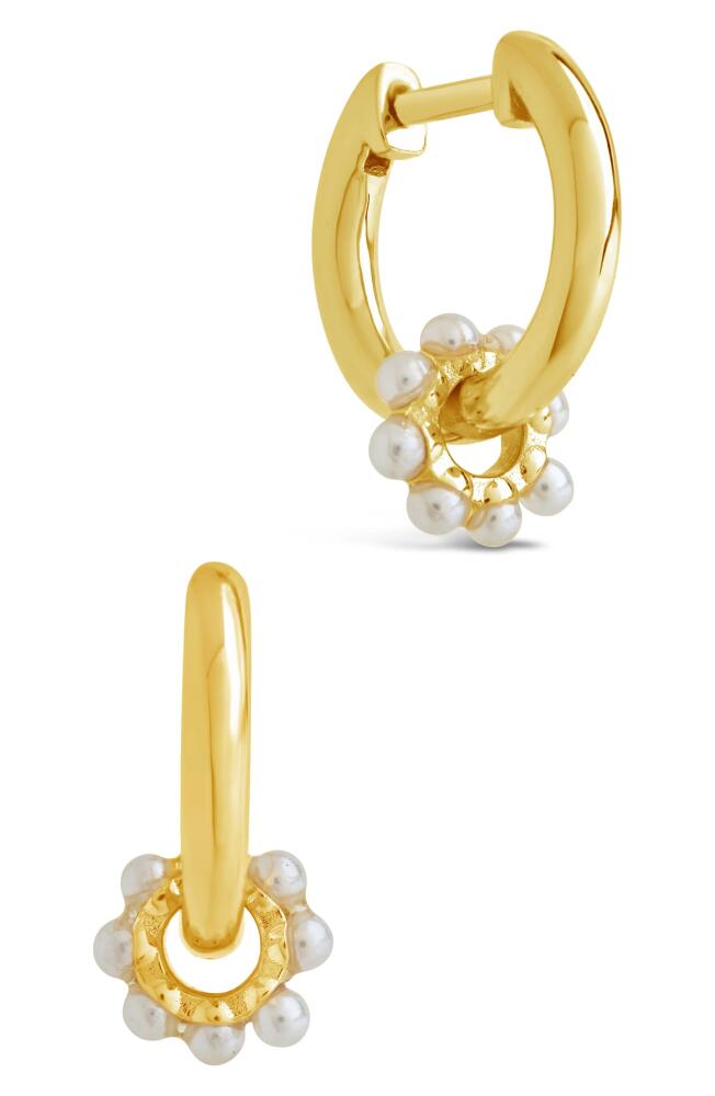 Sterling Forever Alana Imitation Pearl Huggie Hoop Earrings in Gold Cover