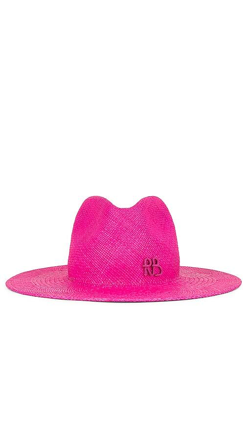 Ruslan Baginskiy Monogram-embellished Fedora Hat in Fuchsia Cover