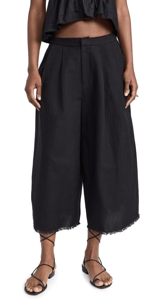 Sea Lara Linen Cropped Pants Black Cover