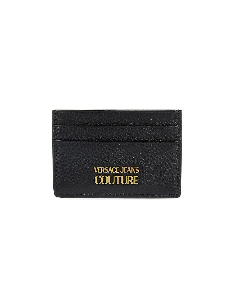 Versace Jeans Couture Men's Logo Leather Card Case - Black Gold Cover