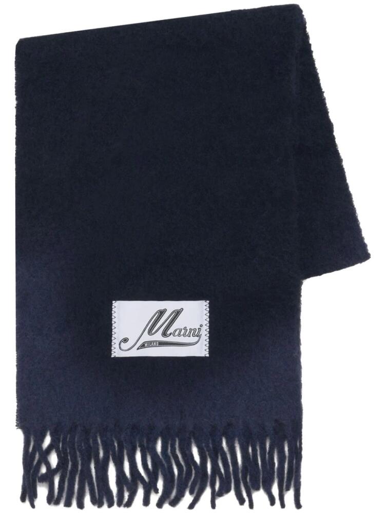 Marni logo-appliqué alpaca scarf - Blue Cover