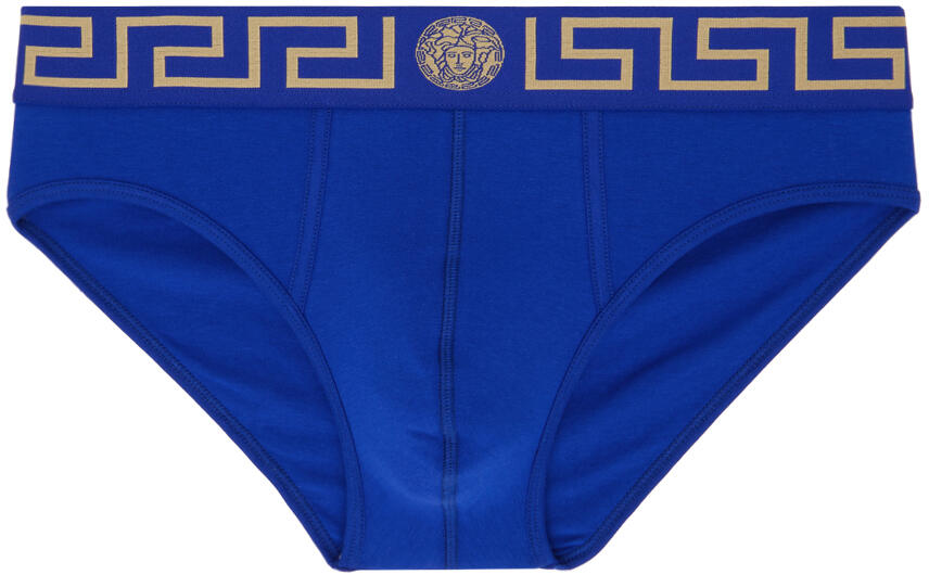 Versace Underwear Blue Greca Border Briefs Cover