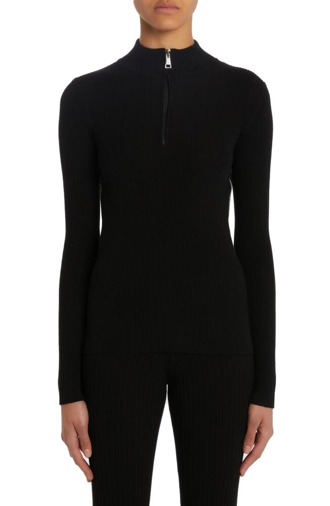 Moncler Turtleneck Virgin Wool Quarter Zip Sweater in Black Cover