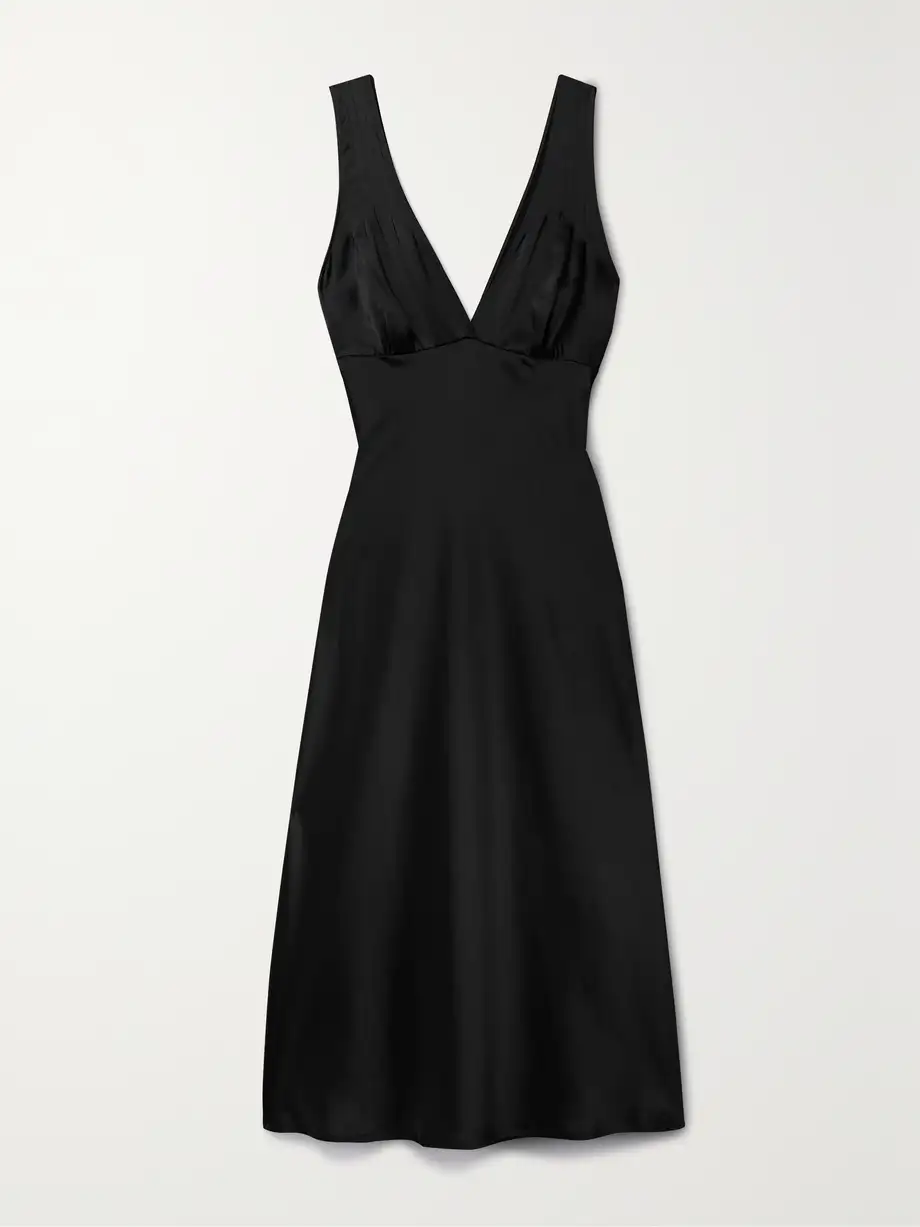 LESET - Barb Satin Midi Dress - Black Cover