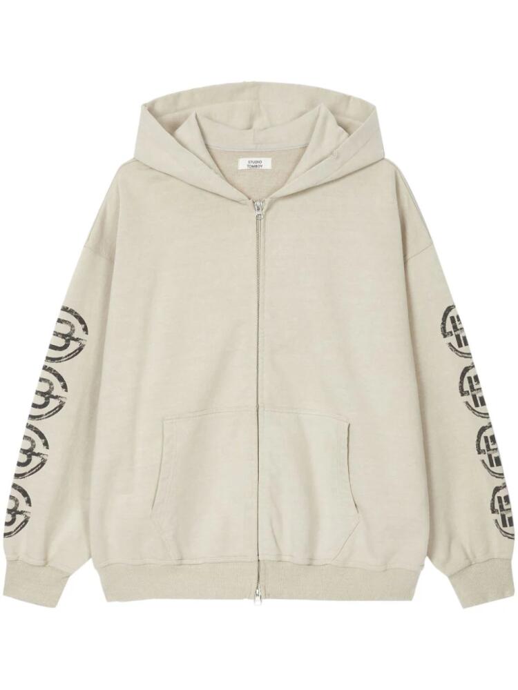 STUDIO TOMBOY logo-print zip-up hoodie - Neutrals Cover