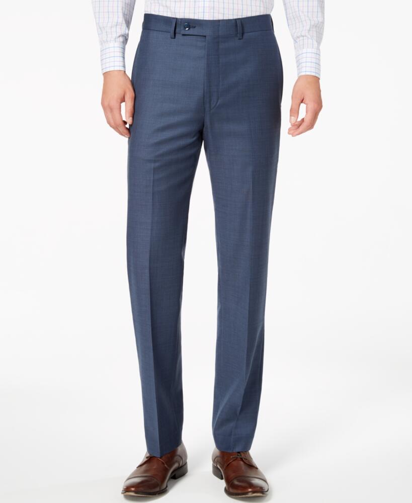 Calvin Klein Men's Solid Classic-Fit Suit Pants - Blue Neat Cover