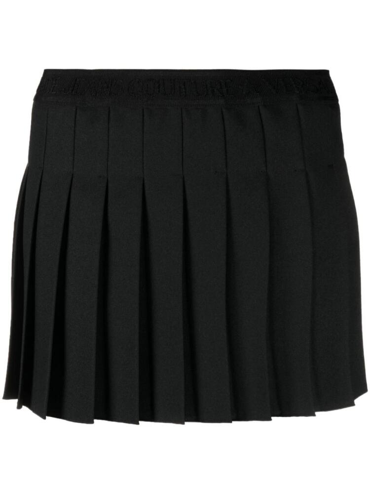 Versace Jeans Couture logo-print strap pleated skirt - Black Cover