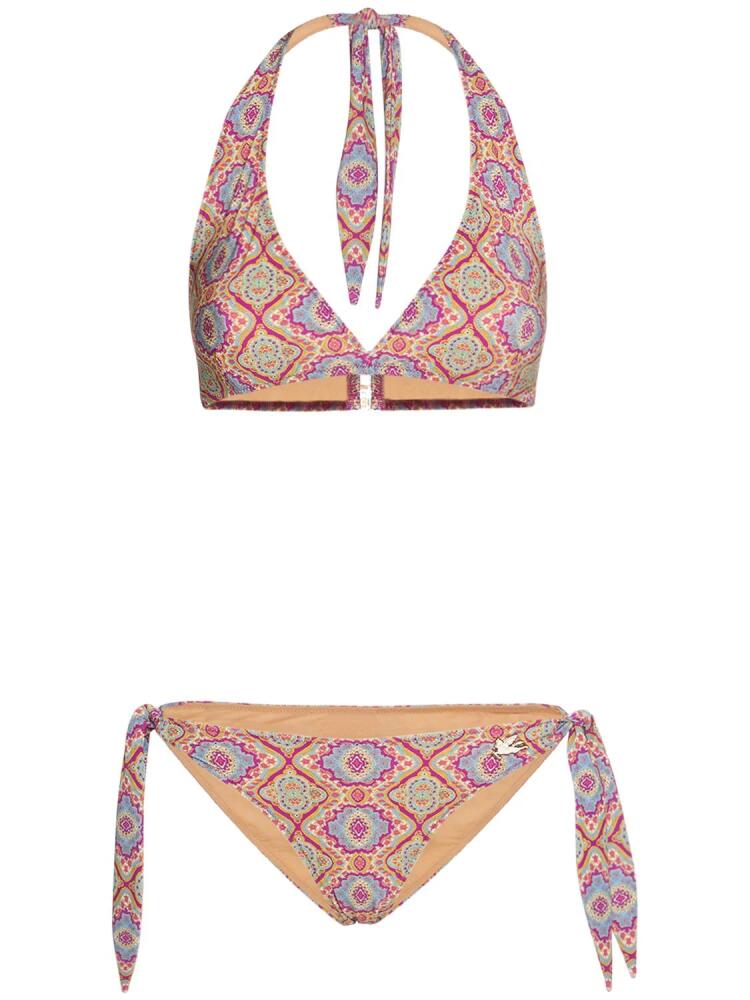 ETRO Printed Lycra Triangle Bikini Set Cover