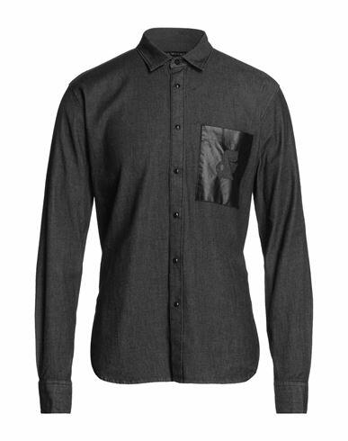 Karl Lagerfeld Man Denim shirt Black Cotton, Elastane Cover