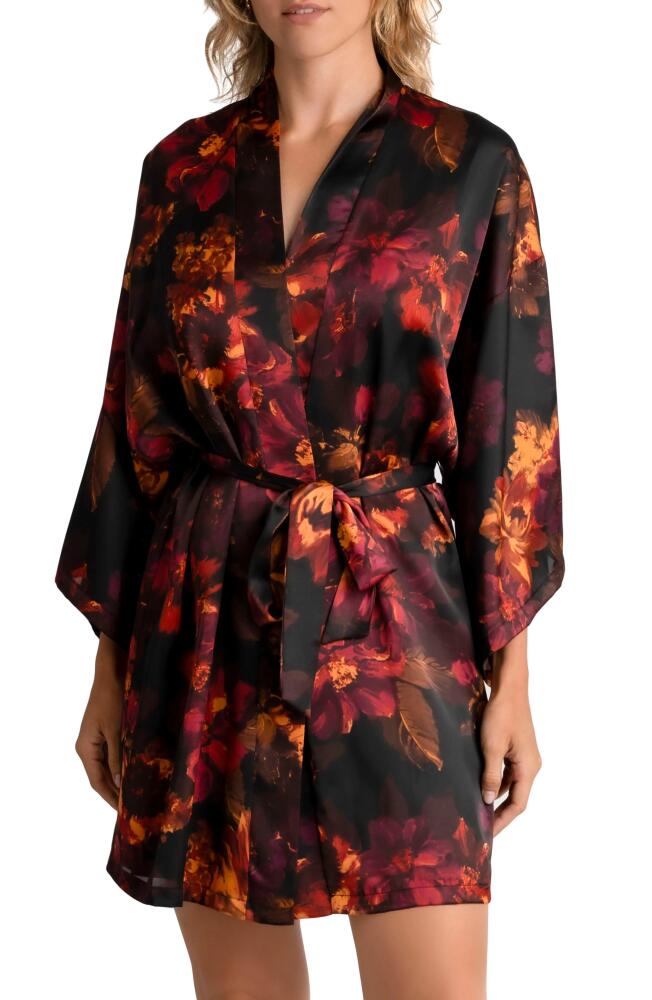 Midnight Bakery Dylan Floral Print Satin Robe in Black Cover