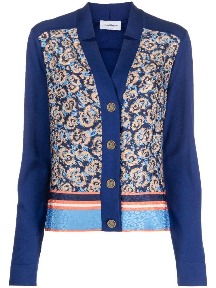 Ferragamo abstract-leopard print cardigan - Blue Cover