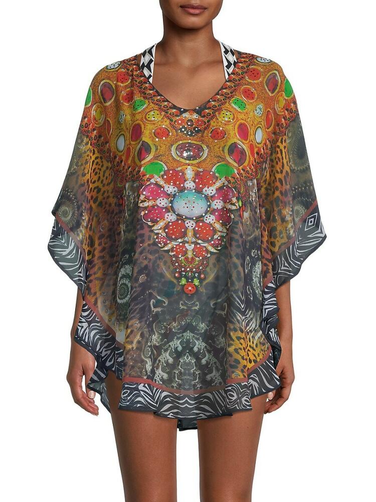 La Moda Clothing Women's Jungle Queen Print Caftan Coverup - Brown Cover