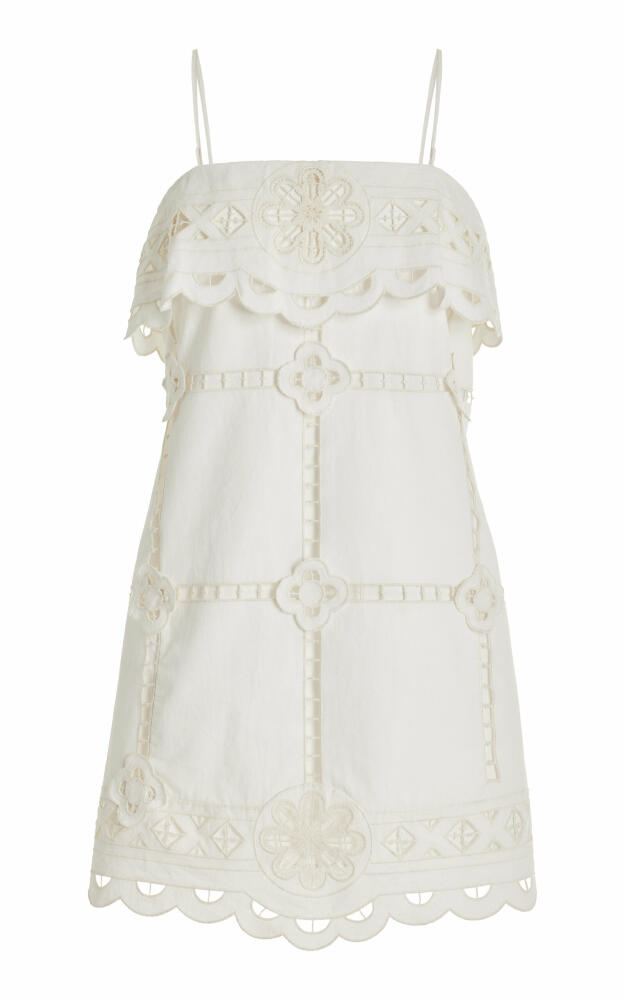 Parvedy Embroidered Cotton Mini Dress - White Cover