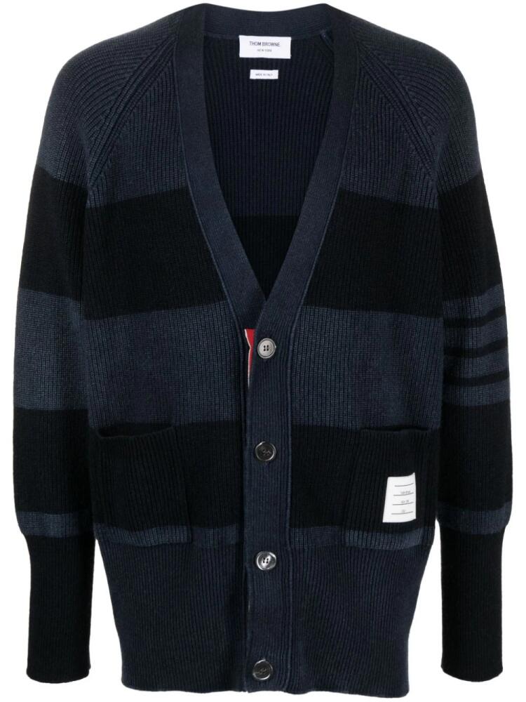 Thom Browne 4-Bar striped cashmere cardigan - Blue Cover