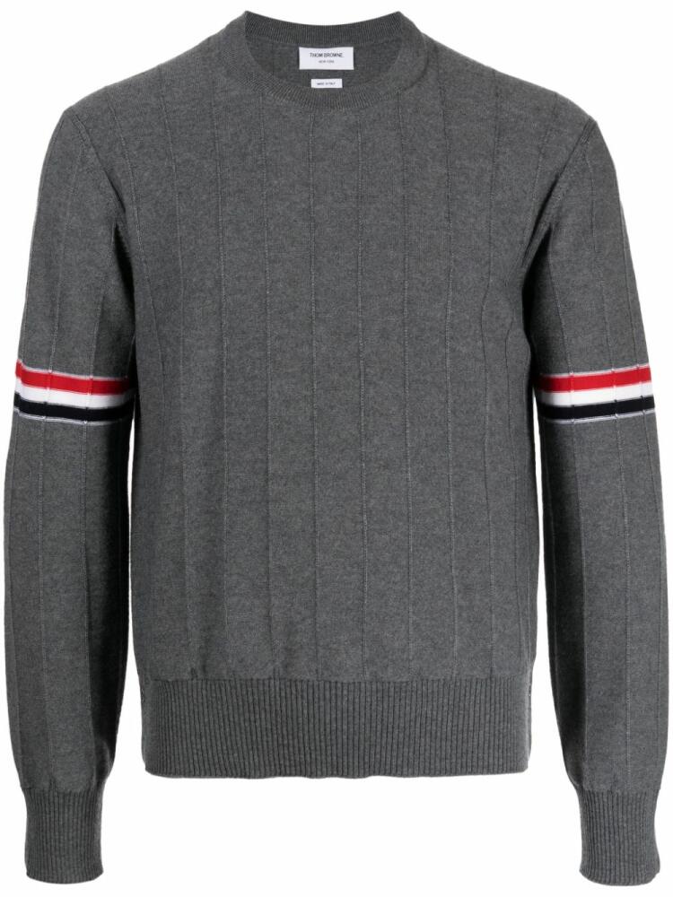 Thom Browne RWB-stripe long-sleeve jumper - Grey Cover