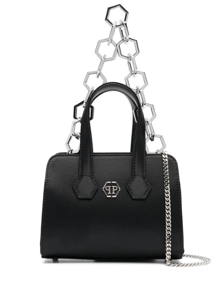 Philipp Plein logo-plaque satin-finish tote bag - Black Cover