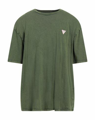 Guess Man T-shirt Military green Cotton Cover