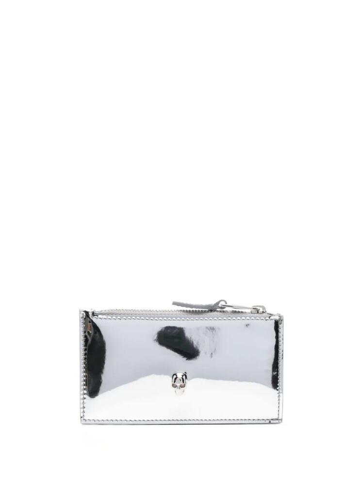 Alexander McQueen skull-embellished metallic-effect wallet - Silver Cover