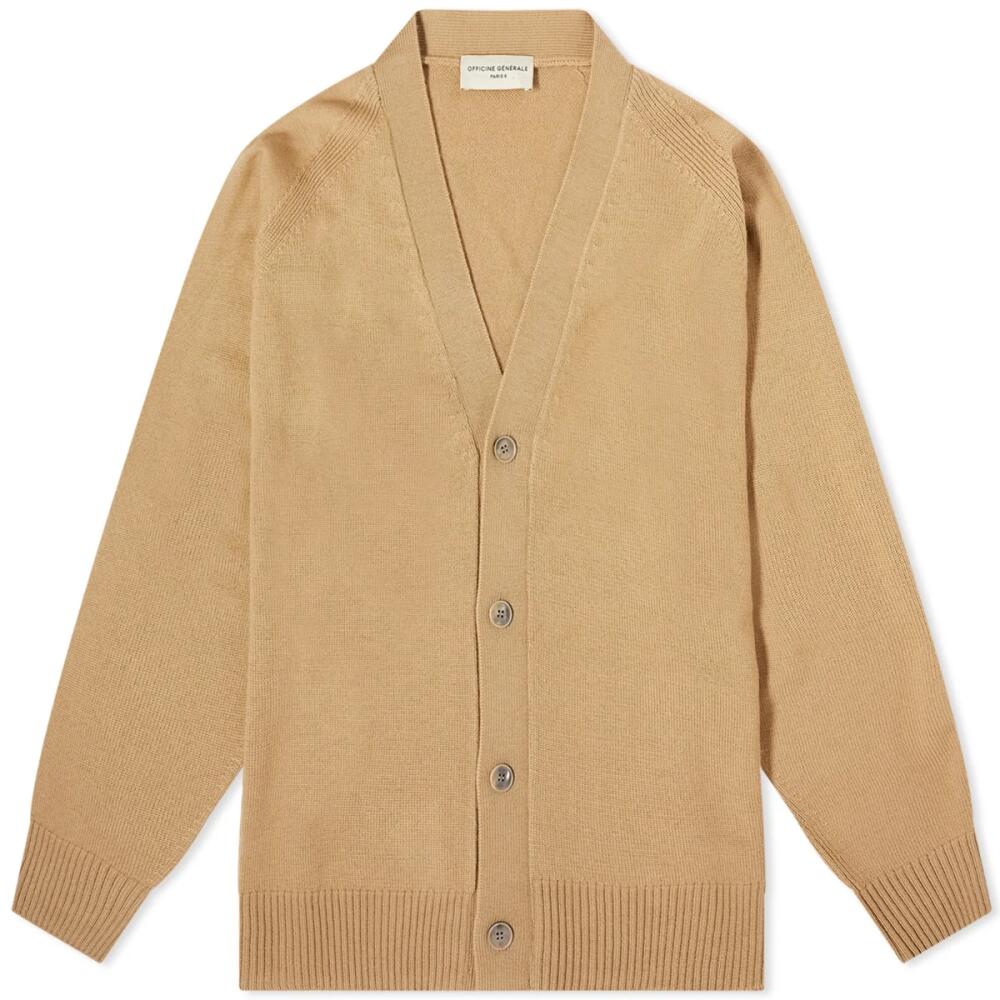 Officine Generale Men's Officine Générale Milos Merino Cardigan in Camel Cover