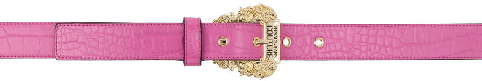 Versace Jeans Couture Pink Croc Pin-Buckle Belt Cover