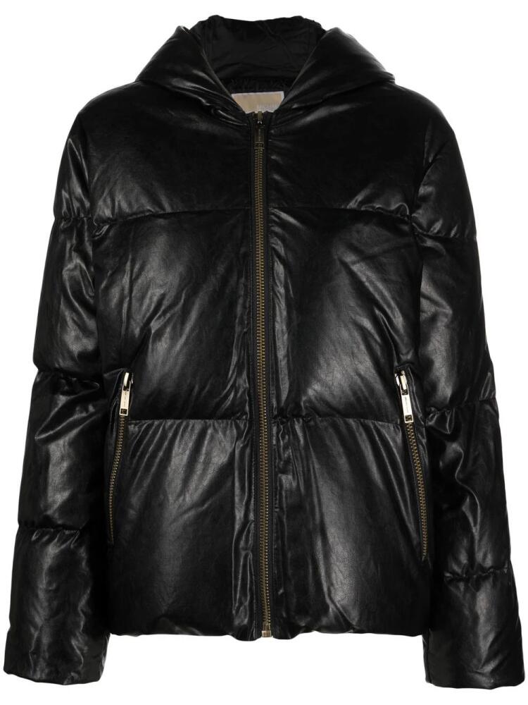 Michael Michael Kors faux-leather hooded puffer jacket - Black Cover