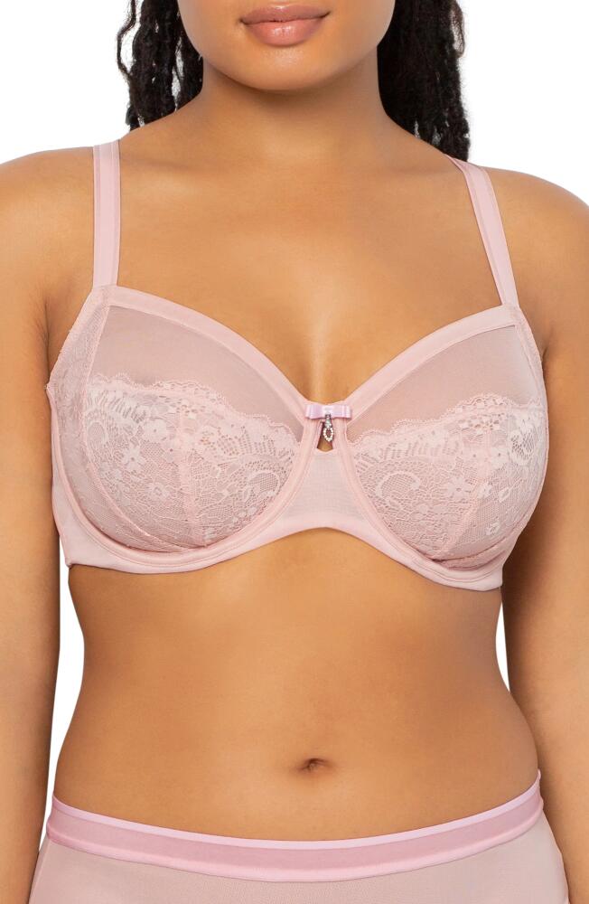 Curvy Couture Luxe Lace Underwire Bra in Blushing Rose Cover