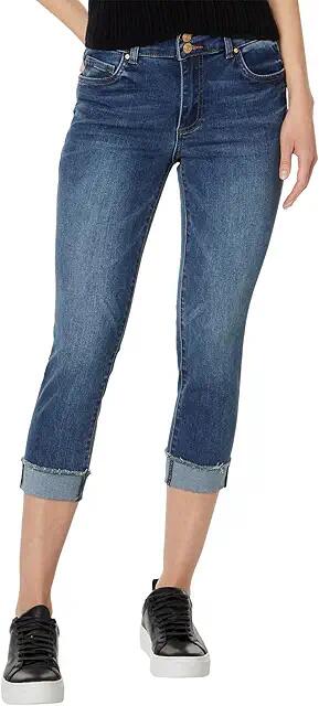 KUT from the Kloth Amy Crop Straight - Waistband Double Button Roll-Up in Showcase (Showcase) Women's Jeans Cover