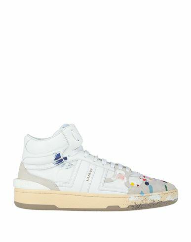 Lanvin Man Sneakers White Polyester, Calfskin Cover