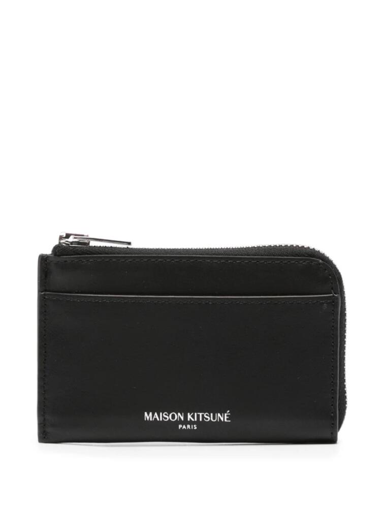 Maison Kitsuné logo-print leather wallet - Black Cover