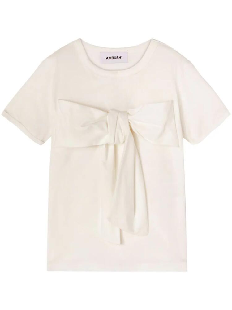 AMBUSH oversized-bow cotton T-shirt - Neutrals Cover