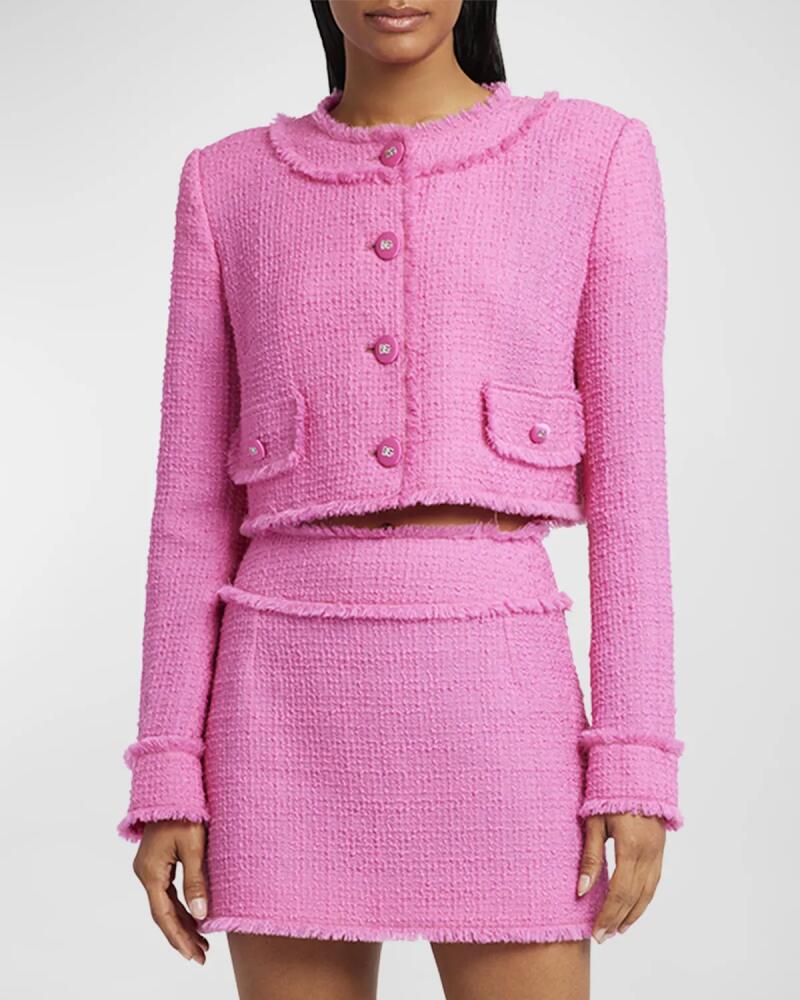 Dolce & Gabbana Rachel Collarless Crop Tweed Jacket Cover