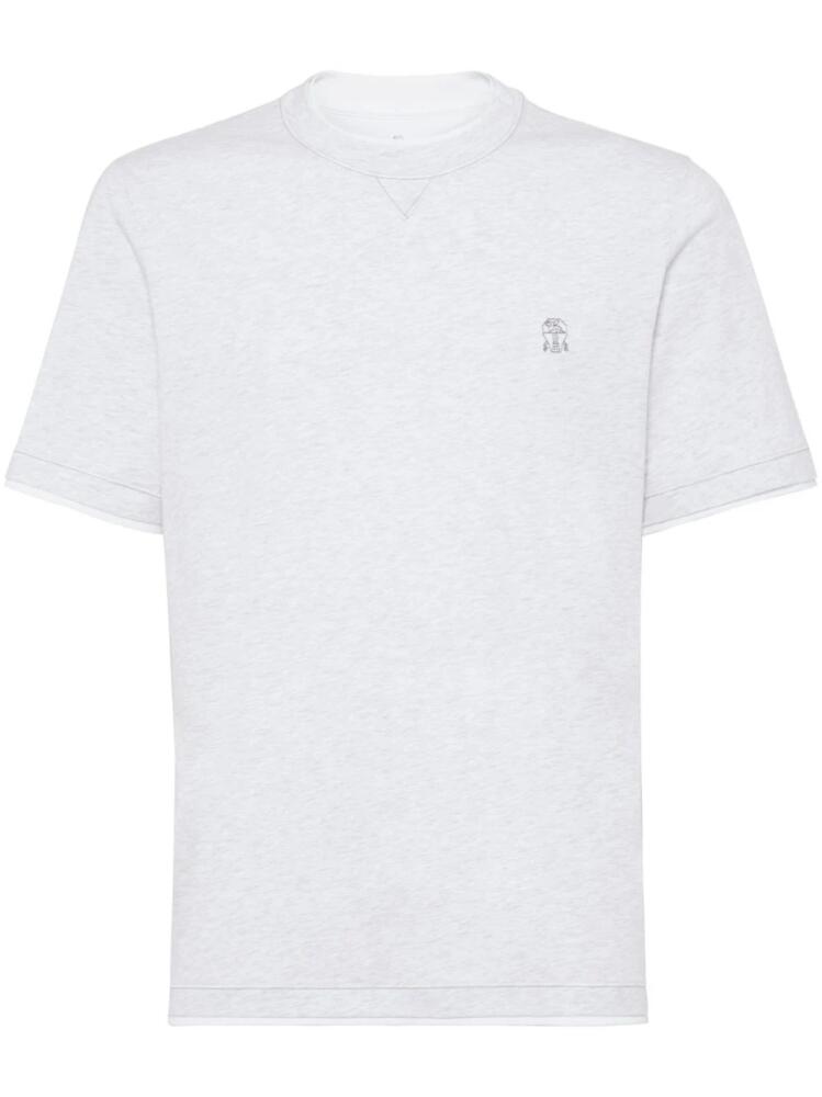 Brunello Cucinelli logo-embroidered crew-neck T-shirt - White Cover