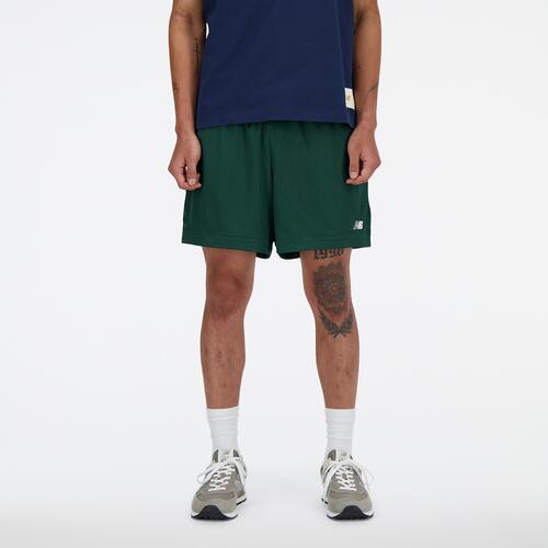 New Balance 5 Inch Mesh Short - Mens Green/White Cover