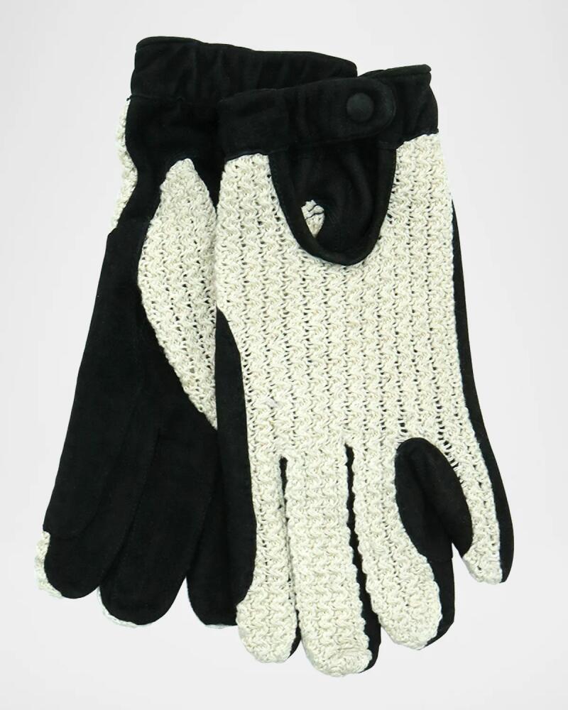 Portolano Men's Suede Gloves with Crochet Cotton Top Cover