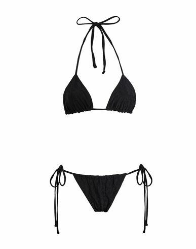 Frankies Bikinis Tia Eyelet Top-tia Eyelet Bottom Woman Bikini Black Nylon, Elastane Cover