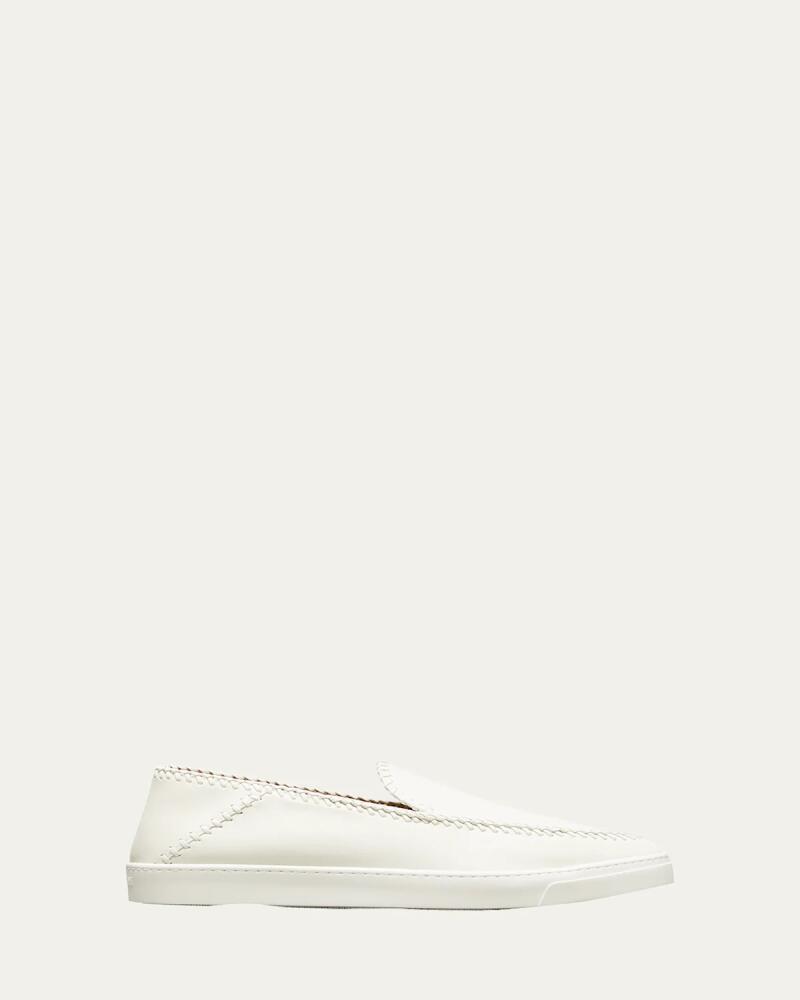 Giorgio Armani Men's Woven Leather Slip-On Sneakers Cover