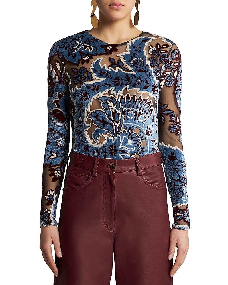 Etro Sheer Detailing Paisley Long Sleeve Top Cover