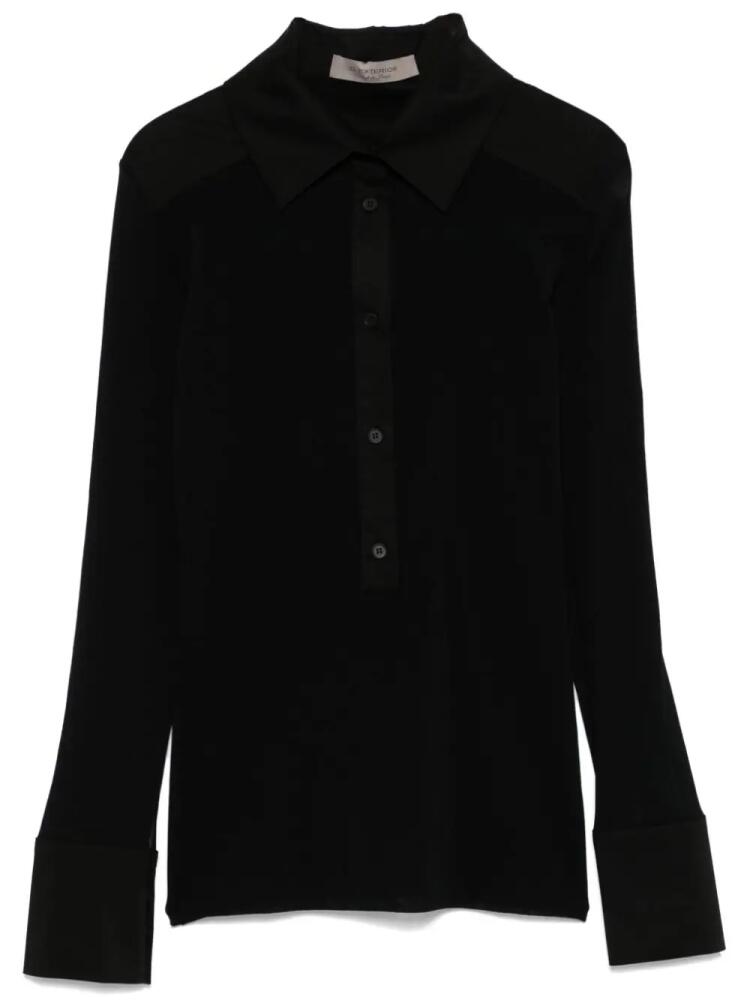 D.Exterior semi-sheer polo top - Black Cover