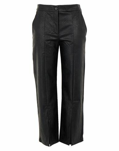 8 By Yoox Cropped Front-slit Pants Woman Pants Black Polyurethane Cover