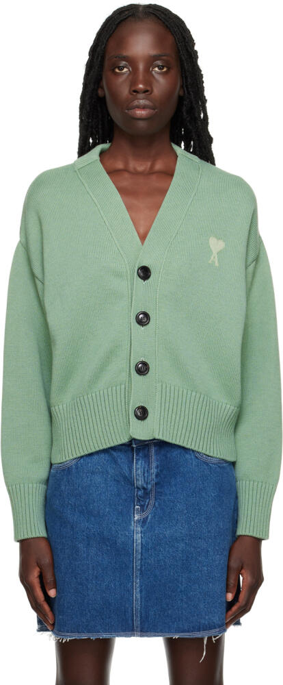 AMI Paris SSENSE Exclusive Green Ami de Cœur Cardigan Cover