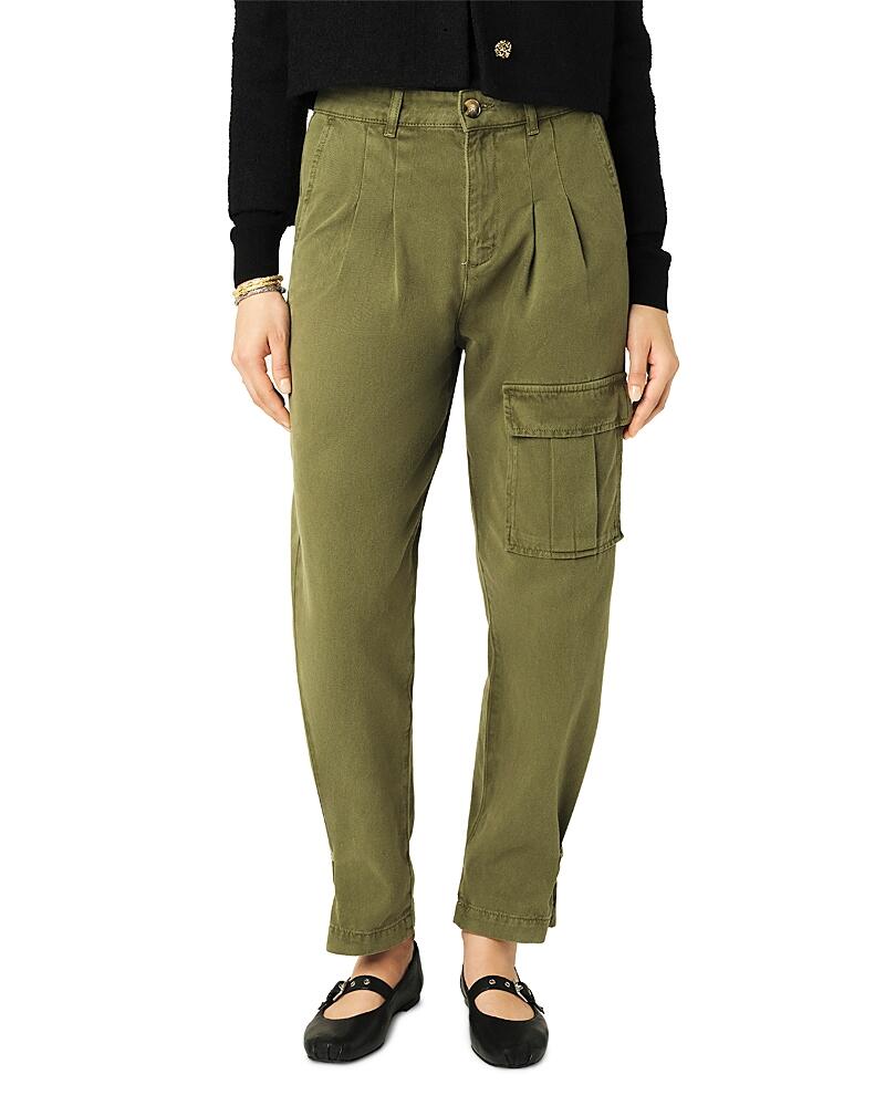 ba & sh Maroon High Rise Cropped Cargo Pants Cover