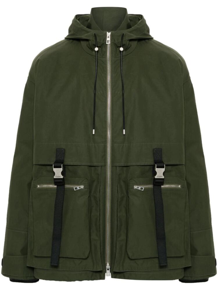 LOEWE water-repellent hooded parka - Green Cover