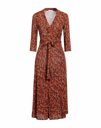 Siyu Woman Midi dress Brown Viscose, Elastane Cover