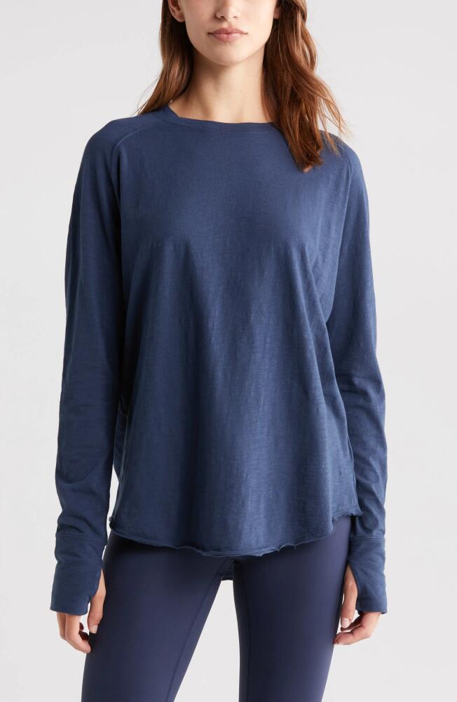 Zella Relaxed Washed Long Sleeve Slub Tee in Navy Sapphire Cover