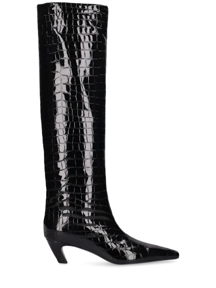 KHAITE 50mm Davis Patent Leather Tall Boots Cover