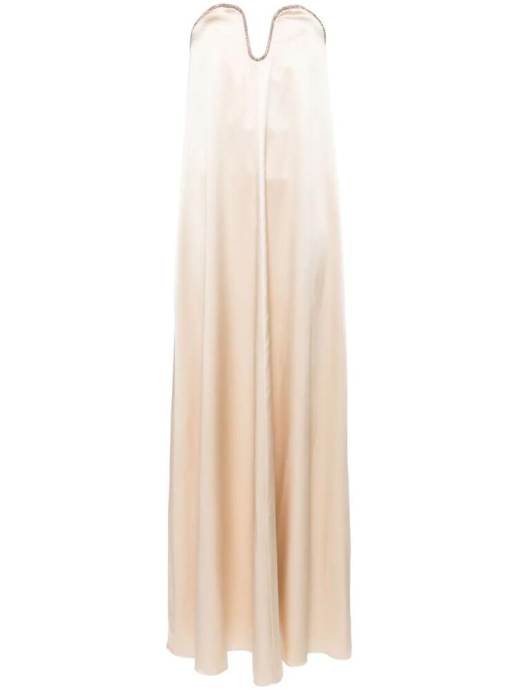 Roland Mouret rhinestone satin maxi dress - Neutrals Cover